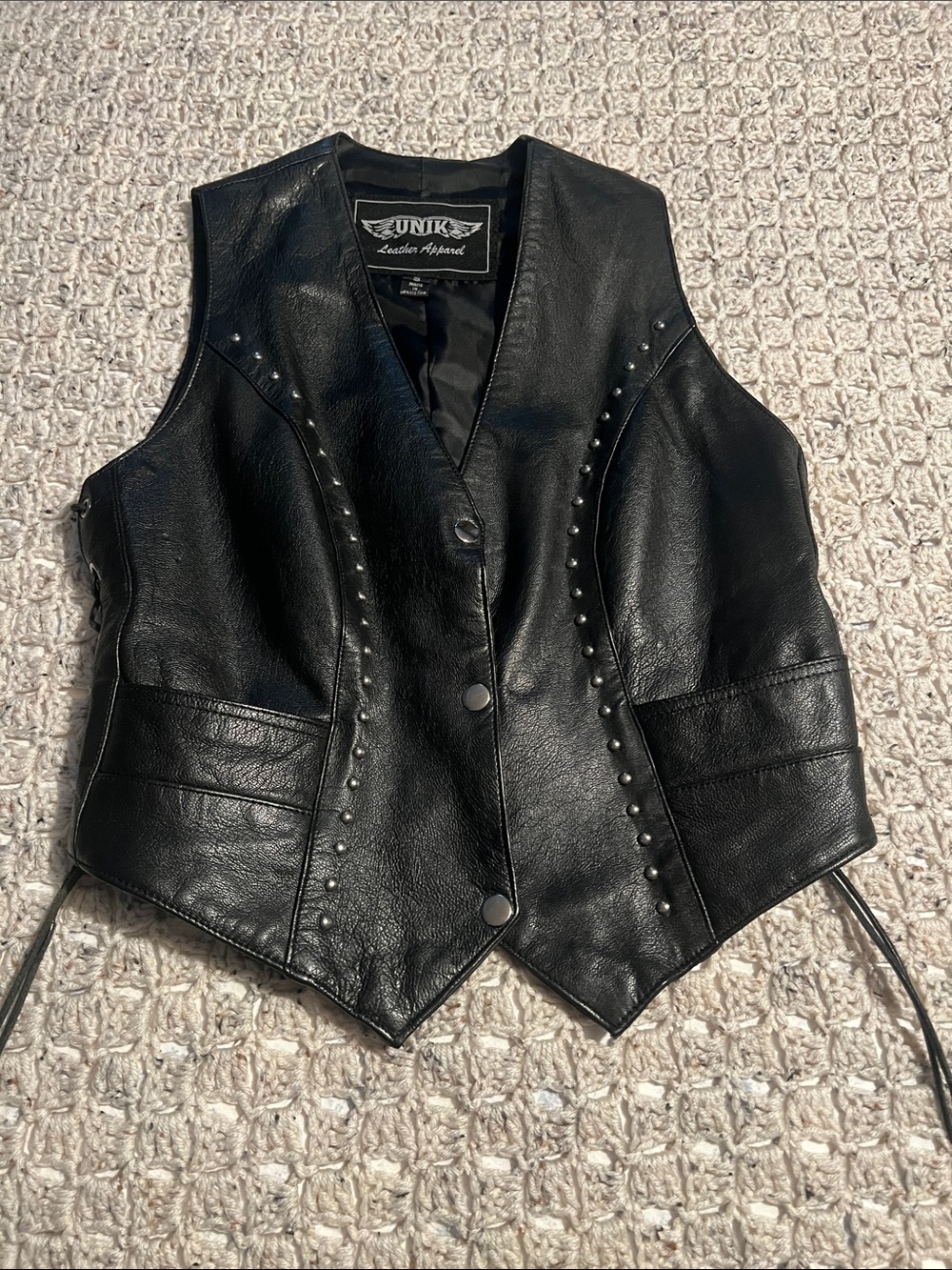 Unik Black Studded Leather Women's Vest